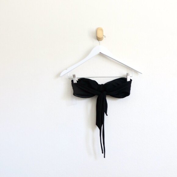 NEW! Kenny Flowers THE Mykonos Soft Eco Luxe Ribbed Bandeau Bikini Top Black S L - Picture 4 of 6